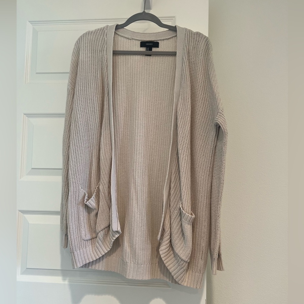 H&M Light Beige Open-Front Cardigan